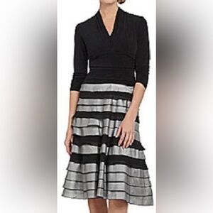 S.L. Fashions Black and Silver Striped Dress. Sz 14. NWT